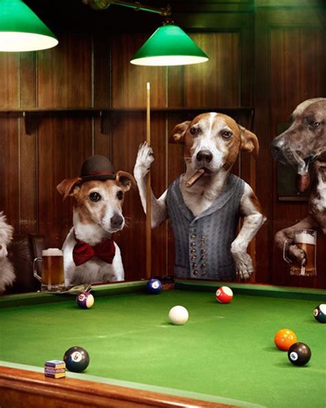 dogs playing pool picture Dogs Playing Pool billiards Oil Painting Pictures Printed On Canvas,Home Decor Living Room Decor Room Decor,game room art Office art Decor